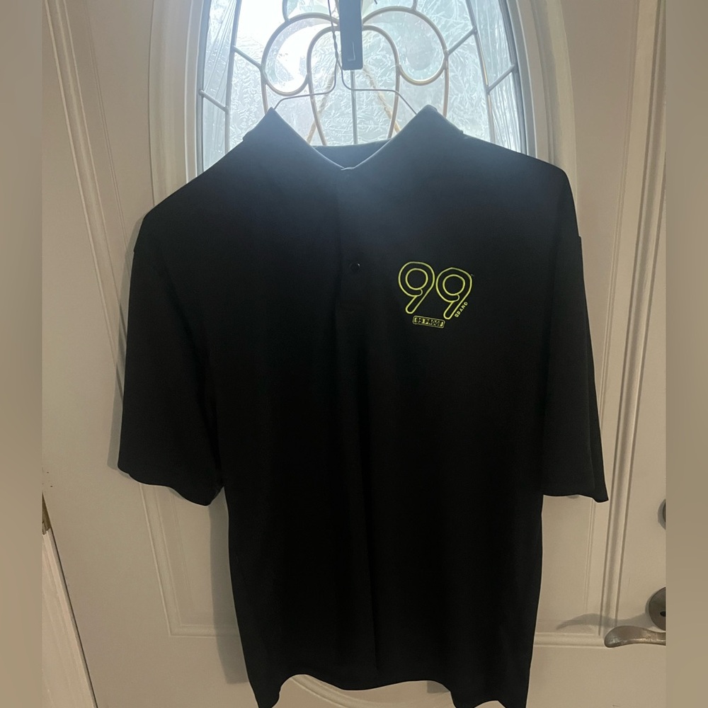 Reebok Black Polo Shirt with Green 99 Proof Logo size large